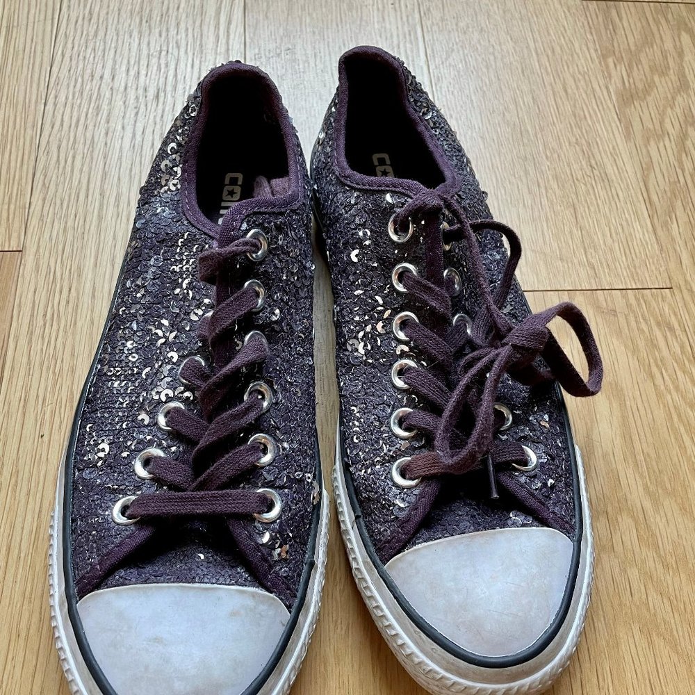 Converse - Custom Purple Sequin Low Top
